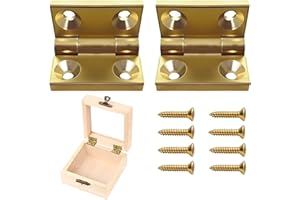 Vvluvva Mini Solid Brass Hinges, 2 Pack 90 Degree Small Butt Hinges for Jewelry Wooden Box with Screws for Craft Models Dollh