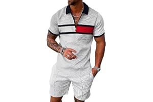 BIRW Men‘s Track Suits 2 Piece Summer Short Sets Outfits Fashion Polo Shirt Casual Short Sleeve and Shorts set