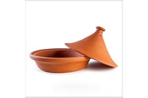 Luksyol Clay pot for cooking - Handmade tagine pot moroccan for cooking - Lead free earthenware pot - Tagine Pot Oven Safe - 100% Natural & Safe for Health - eco friendly terracotta pots 10.2 inches