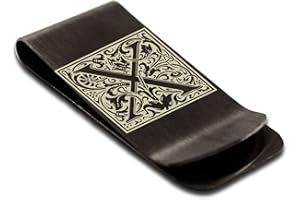 FLAMEREFLECTION Stainless Steel Money Clip For Men Dad Boy Friend Father Floral Initial Letter Box Monogram Wallet Cash Card Holder