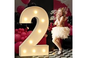 Tongjoy Light up Numbers 2, 3FT Giant Marquee Numbers for 21st 32 Birthday Decoration, Large Light Up Numbers for Anniversary Party Decor, Pre-Cut Foamboad Mosaic Numbers