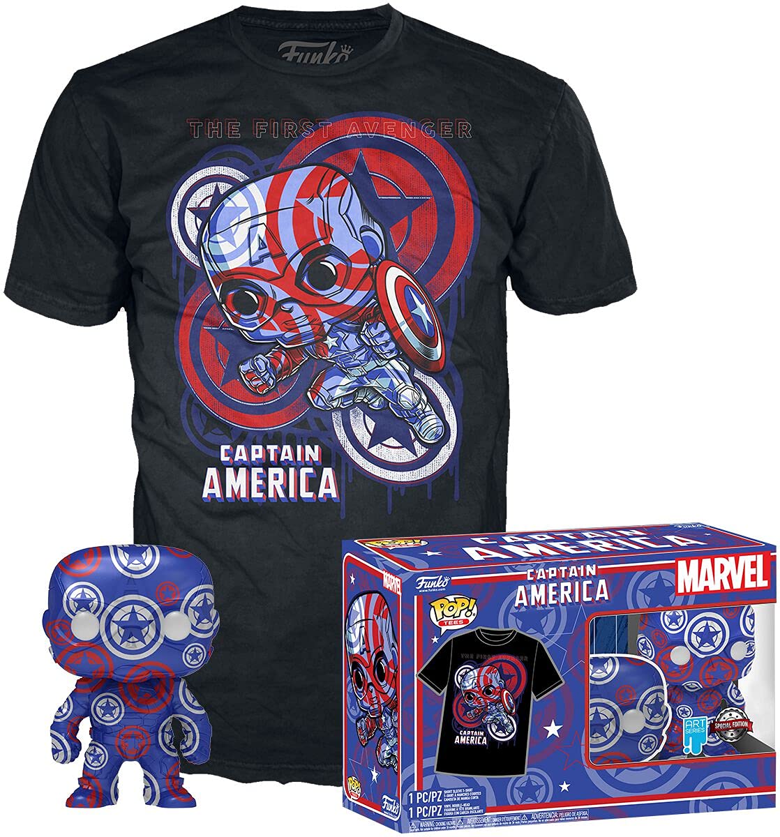 Captain America Marvel Patriotic Age (Art Series) - Pop! & Tee Mens Funko Pop! standard XL