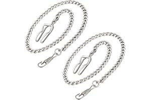 SIMAOTE 2 Pack Pocket Watch Chain, 14.7'' Vintage Metal Alloy Clip Chain for Men and Women