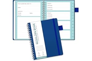 Regolden-Book Password Book with Alphabetical Tabs, Hardcover Password Keeper Book, Internet Password & Address Organizer Logbook for Computer & Website Logins, Pocket Size,Pen Loop, Pocket, Blue