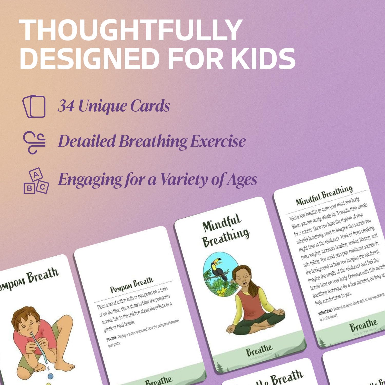 Mua Breathing Exercise Cards for Kids, Deck for Classroom, Calm Down ...