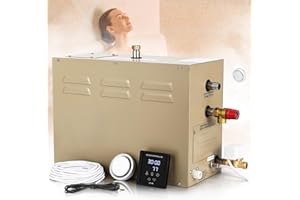 Hapyvergo Steam Shower Generator Kit 9KW for Bath Sauna SPA, Aromatherapy Steam Head, Self-draining System, LED Touchscreen Controller, 12-Hour Timer 77-131℉ for 318CBFT/9m³ Room