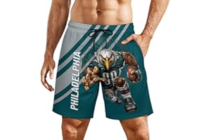 DIYBA4S Men's Football Shorts City Mascots Beach Trunks Casual Pants Game Day Gifts for Football Fans Men S-3XL