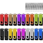 16GB 2.0 USB Flash Drive 20-Pack Thumb Drives Bulk with Lanyards | EASTBULL Colorful Multipack Pen Drive Swivel Design(16GB 20-Pack)