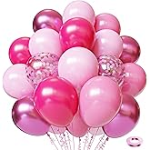 Pink Balloons, 50pcs 12 inch Chrome Pink Deep Light Pink Balloons for Girls Princess Theme Party Supplies Birthday Baby Shower Party Decorations