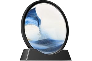 TKTM Liquid Motion Sandscape Round Moving Sand Art Sensory Toy Fidget Home Office Desktop Decoration (Blue, 7-in)