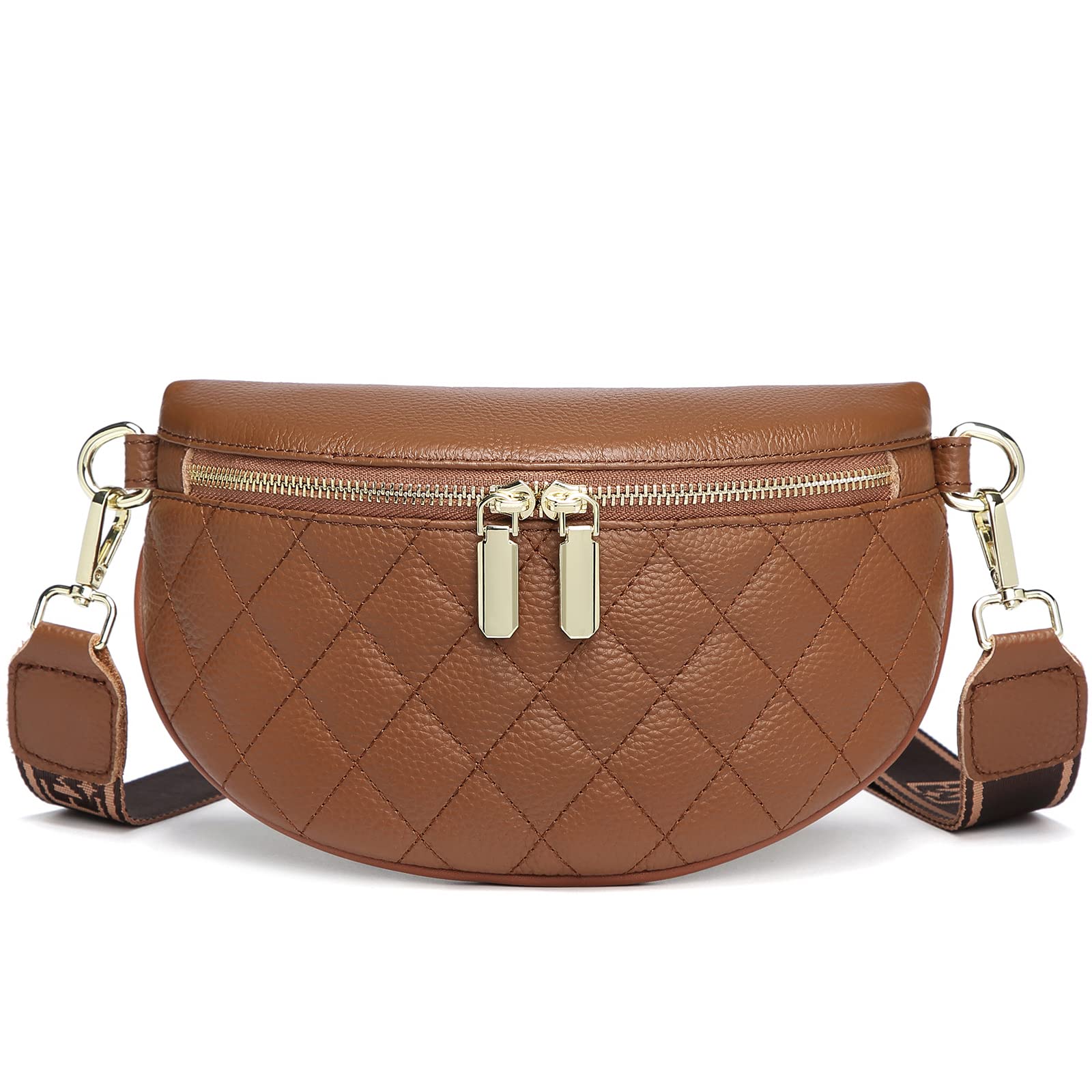 Photo 1 of Eslcorri Small Crossbody Sling Bag for Women Trendy - Fashionable Fanny Packs Vegan Leather Chest Belt Bum Bag Anti Theft Crossbody Sling Purse for Women for Travel Sport Camping - Pure Brown