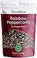 Viva Doria Rainbow Blend Peppercorn, Steam Sterilized Whole Black Pepper, Whole Green Pepper, Whole Pink Pepper, Whole White Pepper, 12 Oz, For Grinder Refill