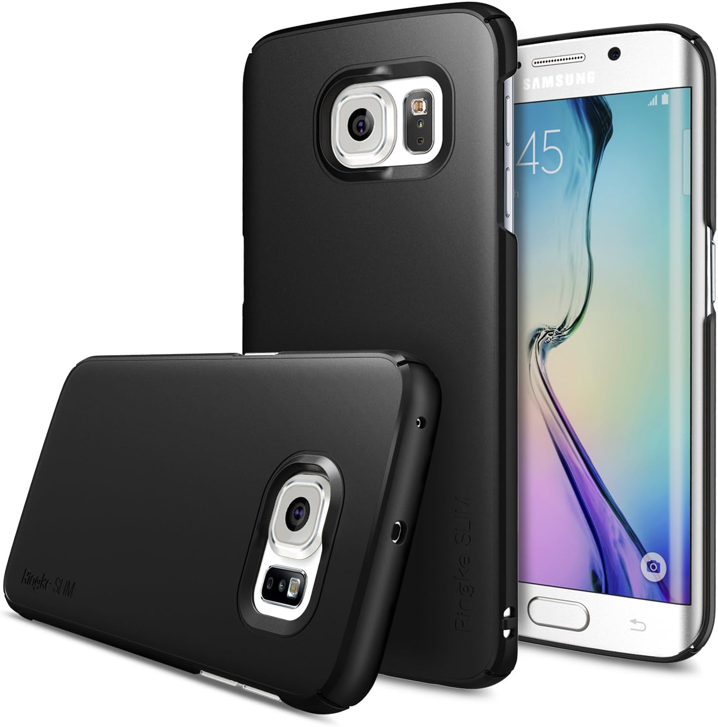 Ringke Slim Compatible with Galaxy S6 Edge Case Snug-Fit Slender Tailored Cutouts Lightweight & Thin Side to Side Edge Coverage Superior Coating PC Hard Skin for Galaxy S6 Edge - SF Black