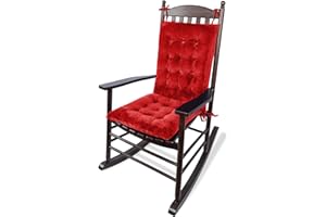 ELFJOY Rocking Chair Cushions Rocking Chair Pads for Wooden Rocking Chair Cushion for Rocking Chair Premium Tufted Back and Seat Cushion 2 Piece Set (Red)