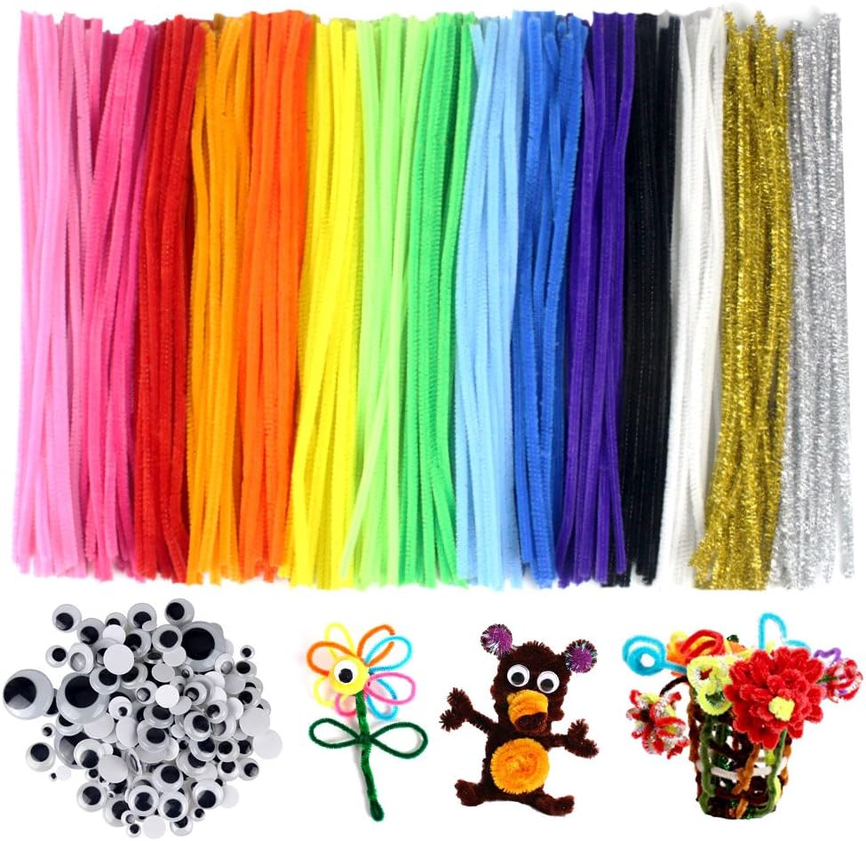Acerich 4336856210 300PCS HEHALI 800pcs Set，Including 350pcs Poms,250pcs 10 Colors Pipe Cleaners and 200pcs Wiggle Googly Eyes for Craft DIY Art Supplies
