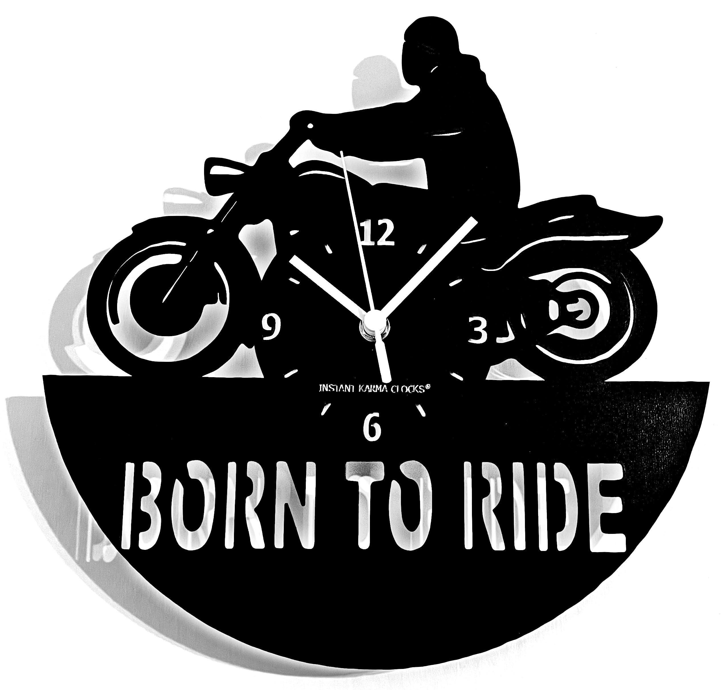 Instant Karma Clocks | Motorcycle Motorbike | Wall Clock (Black-Wood)