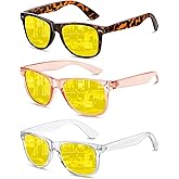 Wzerry Night Vision Glasses for Women Men, Polarized Night Driving Glasses Anti-Glare HD Yellow Lens Enhance Vision