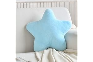 TESICA Star Plush Pillow Throw Pillow Cute Star Cushion Pillow Seating Cushion Cute Room Decor Light Blue Plush Pillow for Bedroom Sofa Chair, 15.7in