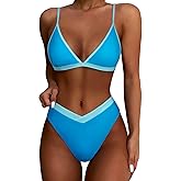 SUUKSESS Women Triangle High Cut Bikini Sets Sexy High Waisted 2 Piece Swimsuit