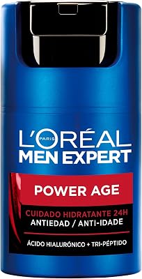L'oréal creme hidratante masculino, antirrugas e antienvelhecimento, com ácido hialurônico hidratante para envelhecimento, para pele seca e opaca, men expert power age, 50ml