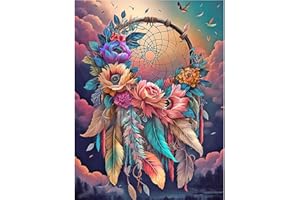 Acudotr Diamond Painting Kits for Adults, 5D DIY Diamond Art Kits for Beginners, Full Drill Diamond Painting Kits for Home Wall Decor, Dreamcatcher, 12x16 Inch