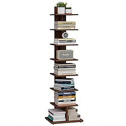 TUTOTAK Narrow Bookshelf, 8-Tier Bookcase, Spine