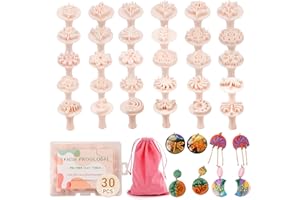 30 Pcs Polymer Clay Stamps and Molds Set with Storage Box, Boho Mandala Floral and Leaf Patterns, Pottery Stamps for Clay Crafts, Cookie Stamps (YANSH PROGLOBAL)