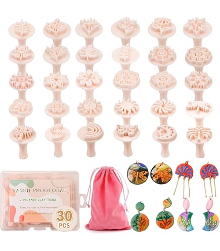 30 Pcs Polymer Clay Stamps Set - Boho, Mandala & Leaf Patterns, With Storage Box - View #12