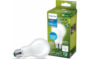 Philips Ultra Efficient LED A19 E26 100W Frosted Light Bulb, Dimmable 5000K 1PK