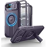 Dexnor for iPhone 16e Case, [2 Front Frame] [Built-in Magnetic Slide Camera Cover & Kickstand], Compatible with MagSafe Heavy-Duty Shockproof Case with Screen Protector, 6.1 inch Phantom Purple