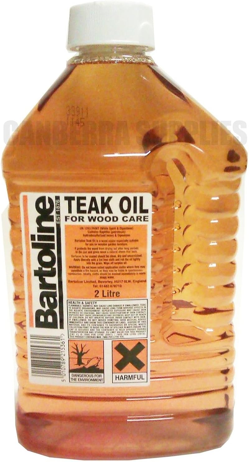 Bartoline Teak Oil 2L for Garden Furniture Wood Sealer