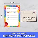 Cardlyst Rainbow Kids Birthday Party Invitations 24-32 A5 Invites & Envelopes UK view 3