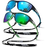 suoso Polarized Sports Sunglasses for Men: UV400 Protection Glasses Womens Wrap Around Goggles for Driving Fishing