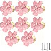 Geesatis 8Pcs Flower Cabinet Knobs 1.7in, Pink Drawer Pulls for Dresser | Zinc Alloy Flower Knobs,Single-Hole 1.7in,Five Petaled Pulls Handles Fit Dresser, Cabinet, Wardrobe,Easy Install