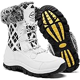 EARLDE Women's Snow Boots Waterproof Winter Boots Mid-Calf Outdoor Lightweight Warm Faux Fur Lined with Non-slip Sole