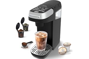 REVOTRA Single Serve Coffee Maker for Ground Coffee, Compact Design with Touchscreen, Compatible with Pod & Coffee Pods, Fast Brew, Removable Reservoir,6-12oz Brew Sizes, Black