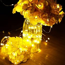 ANGMLN White Solar String Lights Outdoor, 39.4 FT