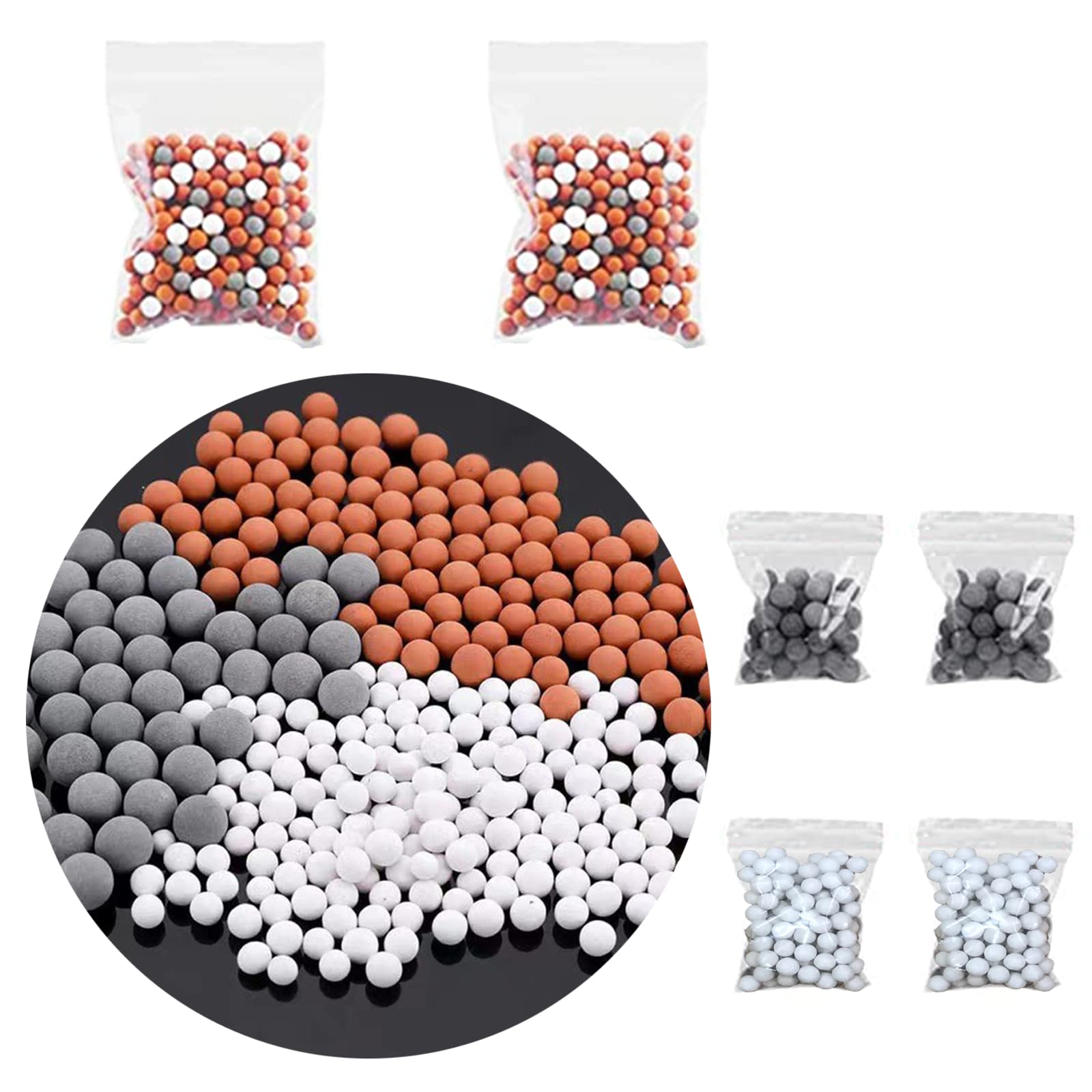 Negative Ionic Shower Head Beads Replacement Bio-Active Stone for Ionic Filter Shower Head Remove Chlorine Fluoride Impurities and Hard Water (Three -Color White Gray)