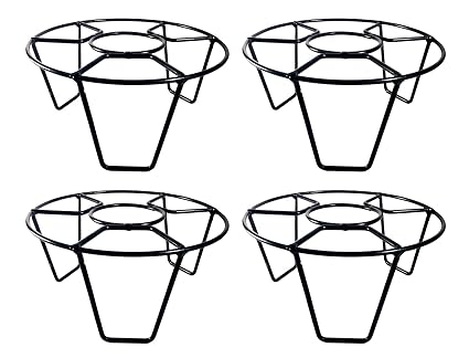 MACY Pack of 4 Iron Indoor/Outdoor Flower Pot/Plant Stand for Home Garden Balcony Living Room Decor (Black Rust Proof)