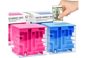 BOXVERIA 2 Packs Money Maze Puzzle Boxes Blue & Pink, Money Gift Boxes for Cash Pop Up, Money Puzzle Box for Cash Gift Kids Adults