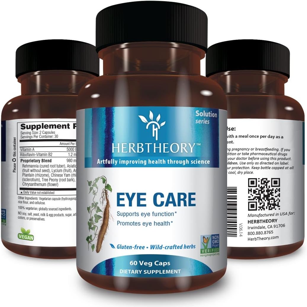 Eye Care Natural Supplement with Vitamin A and Vitamin B2 by HERBTHEORY (980mg 60 Vegi Caps)