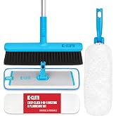 E-Cloth Easy-Click Mop w/ 4 Interchangeable Attachments, 1 Handle + 4 Tools | Broom Head, Dusting Head, Wet Mop, &amp; Dry Dusting Pad Attachment, Home Cleaning Supplies, for Floor Cleaning, Wall, &amp; Ceiling