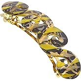 Camila Paris CP3171 French Hair Barrette Clip for Girls, Handmade, Mustard, Gold Metal Clasp Strong Hold Grip Hair Clips for Women, No Slip and Durable Styling Girls Hair Accessories, Made in France