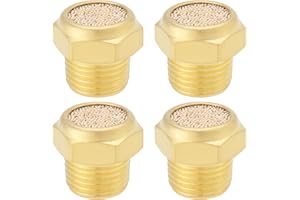 SG Store 4pcs 1/8 Inch NPT Threaded Brass Pneumatic Muffler Connector Brass Pneumatic Silencer Muffler for Cylinders Valves C
