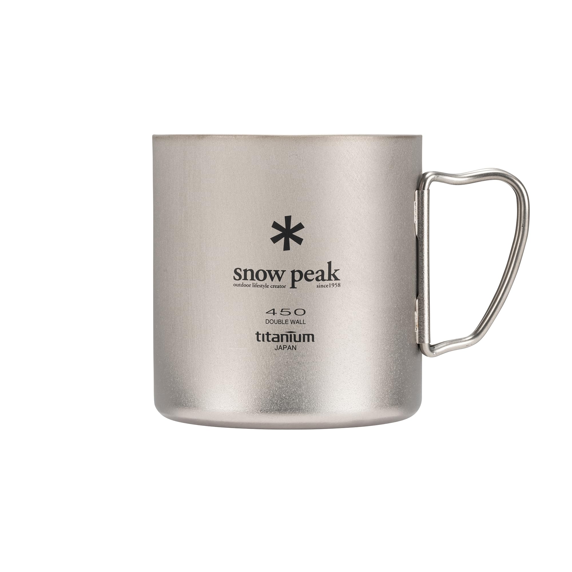 Snow Peak Titanium Double Wall 450ml Mug, Grey, Lightweight durable insulated mug for home, camping & outdoors