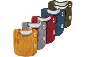 EGMAO BABY Muslin Bibs for Baby Boys Girls,Organic Muslin Baby Bib for Drooling and Teething,Soft Bandana Drool Bibs 5 Pack