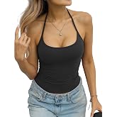 Eachyes Womens Scoop Neck Halter Top Basic Slim Fitted Backless Tank Tops | Buttery-soft &amp; High-stretchy Fabric, Adjustable Buckle Strap, Lightweight, Summer Cute Y2k, Going Out&amp;Daily Wear, Easy Care