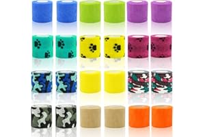 Karinie 24-Pack 2”x 5 Yards Self Adhesive Bandage Wrap, Vet Wrap Self Adherent Wrap for Dogs Cats Horses Animals, Athletic Elastic Cohesive Bandage Tape for Sports, Wrist, Ankle