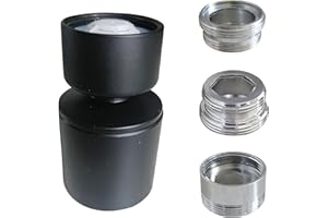 BOARNE Black kitchen bathroom faucet nozzle aerator,faucet extender, 360 degree swivel dual flow sprayer for sink tap head, rotatable 2 function water splash filter (black 20° +3 adapters)