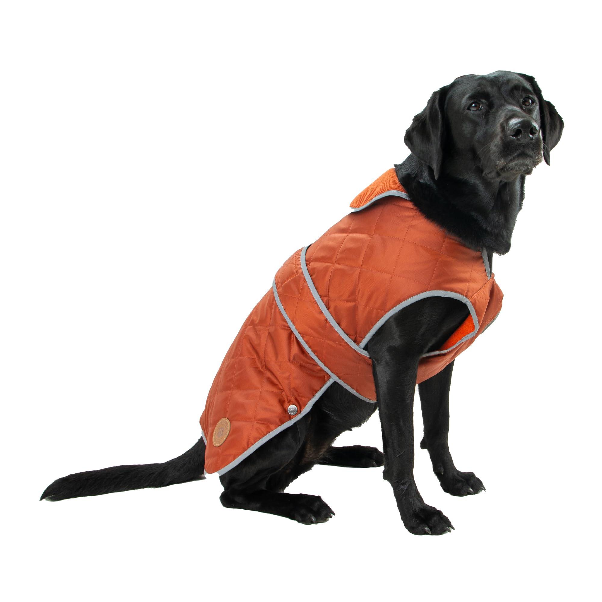 Ancol Heritage Quilted Dog Coat in Terracotta - Waterproof Fleece Lined Pet Jacket with Zipped Harness Hole - Reflective Edging Puppy Apparel - XL